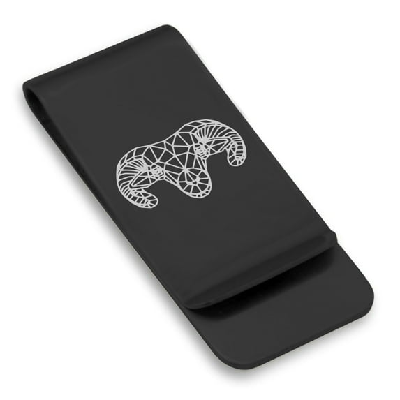 Stainless Steel Geometric Polygon Ram Animal Classic Slim Money Clip Credit Card Holder