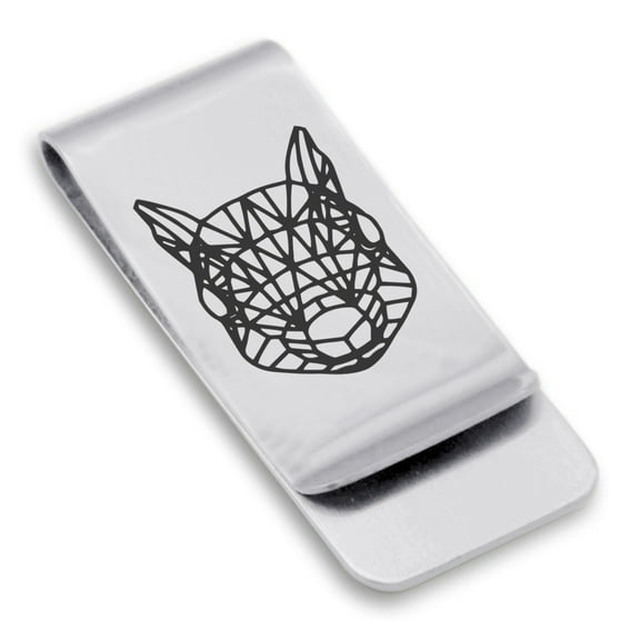 Stainless Steel Geometric Polygon Squirrel Animal Classic Slim Money Clip Credit Card Holder