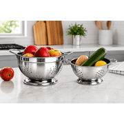 Stainless Steel German Colander 2Pc Set 1.5qt and 5qt