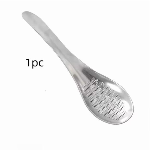 Stainless Steel Ginger Grater Spoon & Manual Garlic Masher - Dual-Function Kitchen Tool for Fresh Paste Preparation