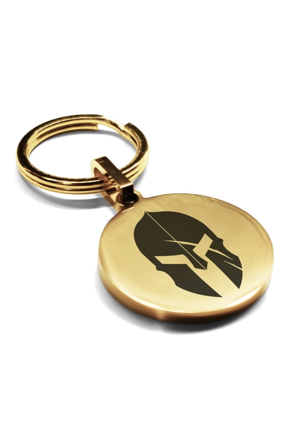 Stainless Steel Gladiator Warrior Champion Round Medallion Keychain Circle Ring
