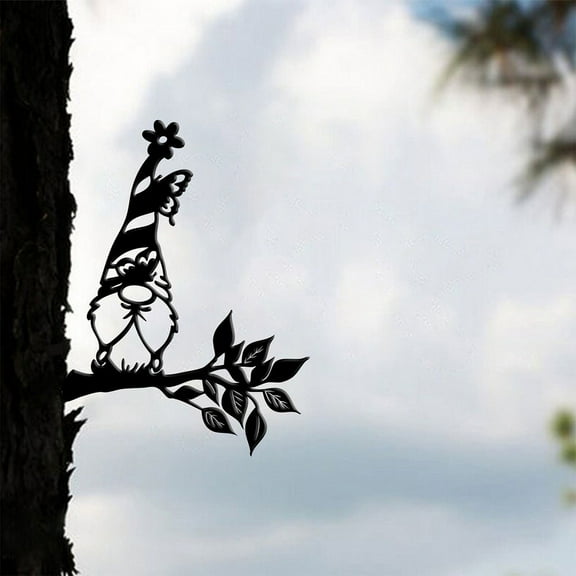 Stainless Steel Gnomes Metal Decoration, Garden Gnome Metal Yard Art Adorable Gnome Yard Ornament Stakes for Garden Flower Bed and Patio
