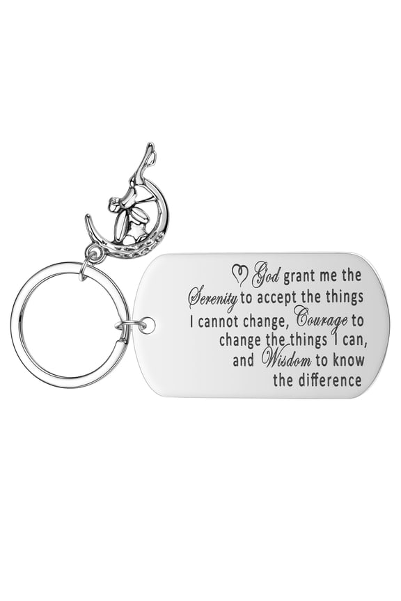 Stainless Steel God Grant Me The Serenity To Accept The Things I Can Not Change Prayer Keychain Inspirational Gift Keyring
