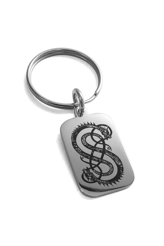 Stainless Steel God of Mischief Loki Viking Norse Engraved Small Rectangle Dog Tag Charm Keychain Keyring