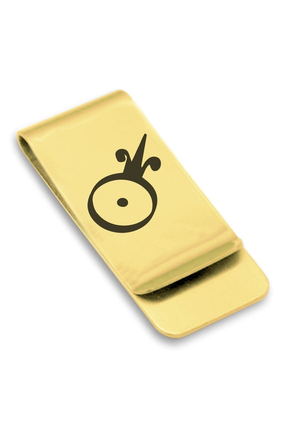 Stainless Steel Gold Alchemy Symbol Classic Slim Money Clip Credit Card Holder