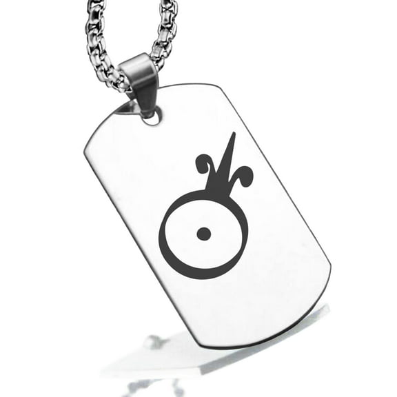 Stainless Steel Gold Alchemy Symbol Dog Tag Pendant Necklace