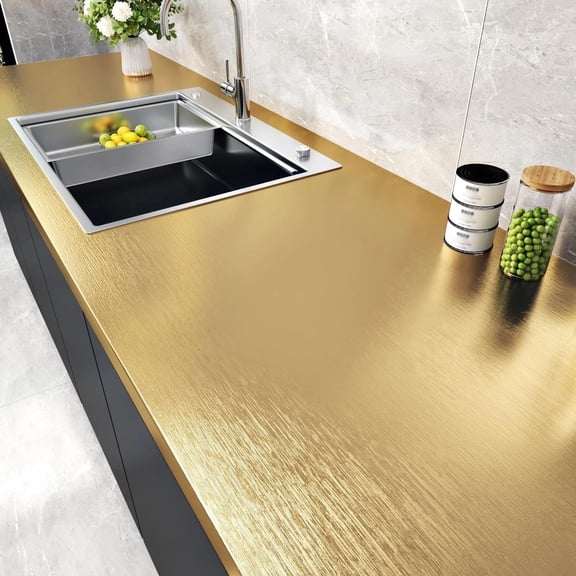 Stainless Steel Gold Paper Removable Metallic Gold Wallpaper Peel and Stick B