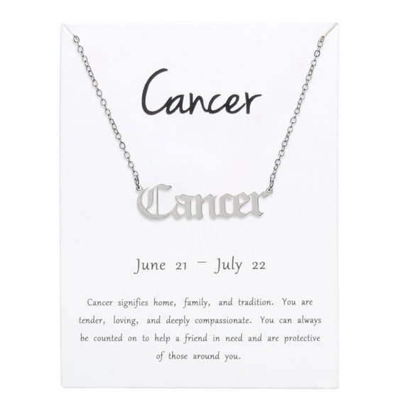 Stainless Steel Gold Plated 12 Zodiac, Horoscope, Old English, Nameplate Pendant Mens Womens Necklace, Giorgio Bergamo Silver, Cancer