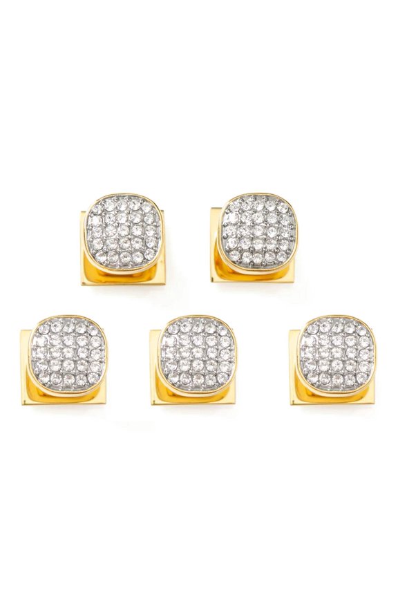 Gold Stainless Steel White Pave Crystal 5-Studs