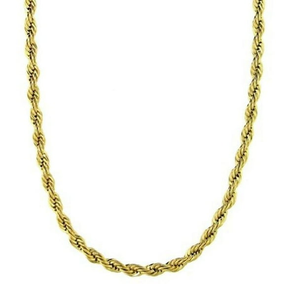 Stainless Steel Gold Rope Chain Necklace 3mm 16-30in