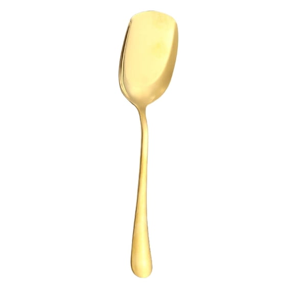 Stainless Steel Gold Serving Spoon, 8.5 inch Long Handle Shovel Spoon, Buffet Serving Utensils, Large Cooking Spoon, Restaurant Grade Utensils & Serving Spoons for Kitchen, Catering
