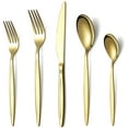 thumbnail image 1 of Stainless Steel Gold Silverware Set Titanium Gold Plating Flatware Set 20 Pieces , Gold Cutlery Set Service For 4 (Shiny Gold), 1 of 7