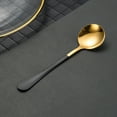 thumbnail image 1 of Stainless Steel Gold Small Round Coffee Stirring Spoon Elegant Tableware Utensil for Dining, 6.3×1.89 inch, Black, 1 of 9