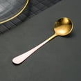thumbnail image 1 of Stainless Steel Gold Small Round Coffee Stirring Spoon Elegant Tableware Utensil for Dining, 6.3×1.89 inch, Pink, 1 of 9