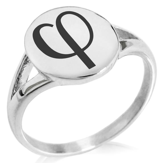 Stainless Steel Golden Ratio Mathematical Minimalist Oval Top Polished Statement Signet Ring