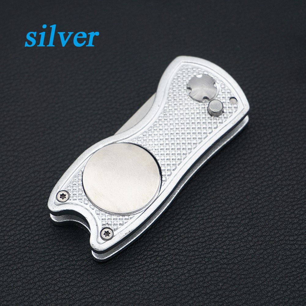 Stainless Steel Golf Divot Repair Switchblade Tool Pitch Groove Cleaner