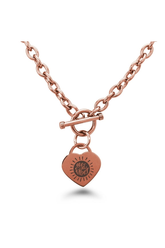 Stainless Steel Good Vibes Sun Heart Charm Bracelet, Necklace, or Set