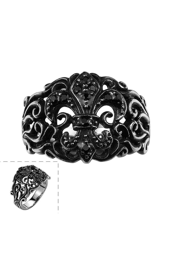 Stainless Steel Gothic Biker Tribal Ring Black Men'S Unisex Cross Crown B192