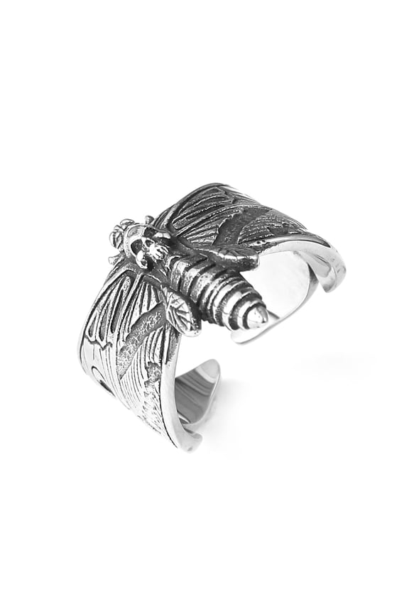 Stainless Steel Gothic Butterfly Ring Unisex Deathly Moth Jewelry Durable Trendy Statement Rings For Men Women