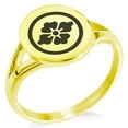 thumbnail image 1 of Stainless Steel Goto Samurai Crest Minimalist Oval Top Polished Statement Signet Ring, 1 of 1