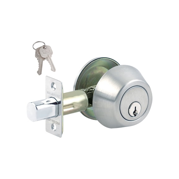 Premier Lock Stainless Steel Commercial Grade Deadbolt Lock with two keys (Keyed Alike)