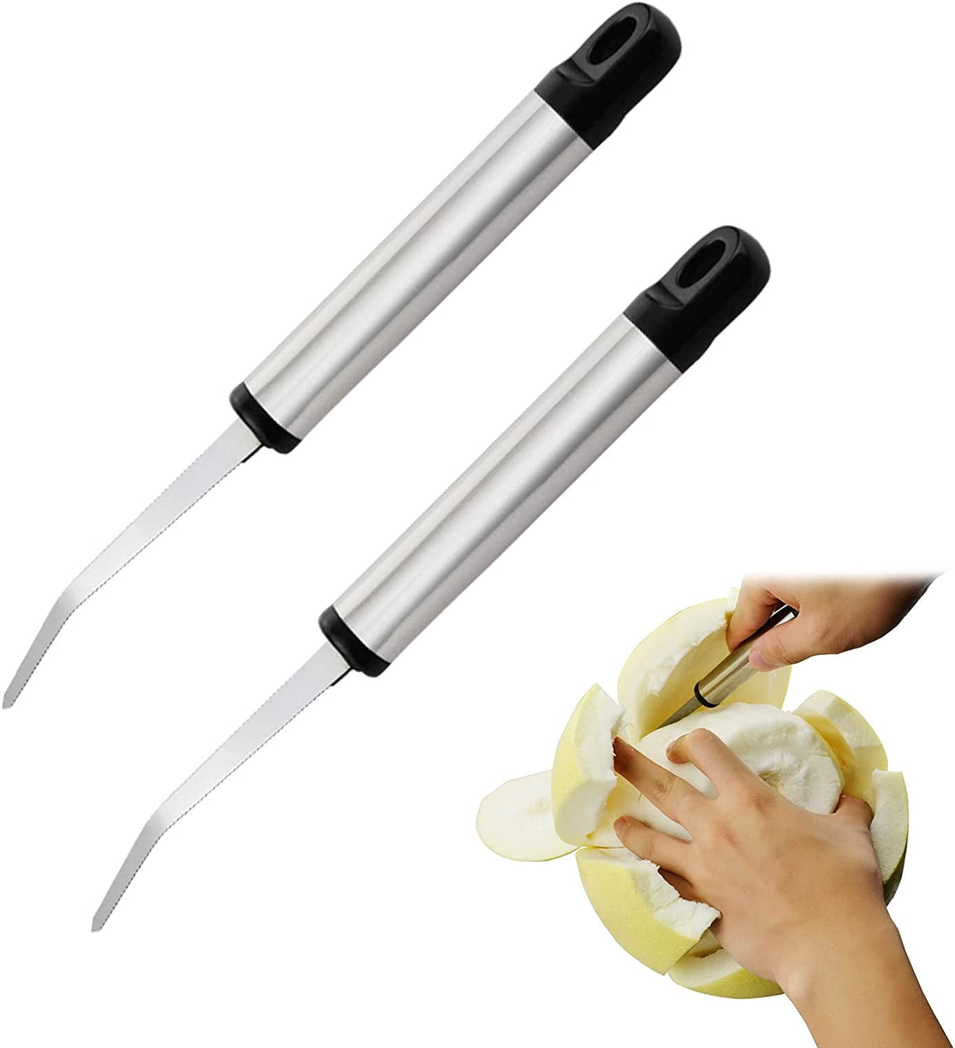 Stainless Steel Grapefruit Knife Curved Serrated for Grapefruit and Oranges Kitchen Gadget (2Pcs