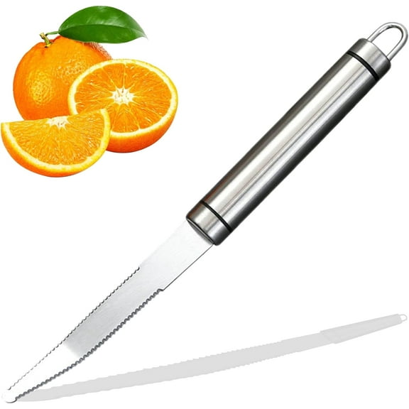 Stainless Steel Grapefruit Knife Serrated Knife for Fruit with Angled Blade Curved Serrated Grapefruit Knife for Easy Peeling Slicing Coring and Cutting