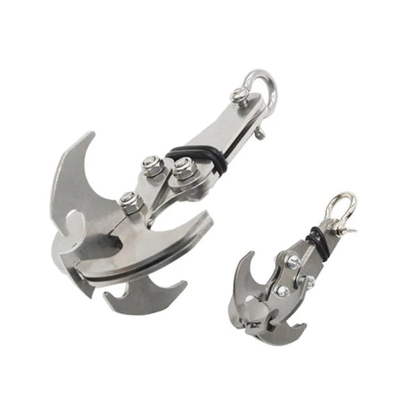Stainless Steel Gravity Grappling Hook, Heavy-Duty Tree Climbing Gear with Secure Lock, Foldable Carabiner Hook, Multifunctional