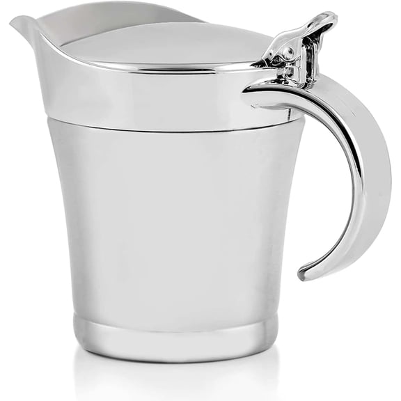 Stainless Steel Gravy Boat with Hinged Lid Insulated Sauce Jug for Serving Cream, Salad Dressing or Syrup at Thanksgiving, Christmas, Holidays, Family Dinner and Parties