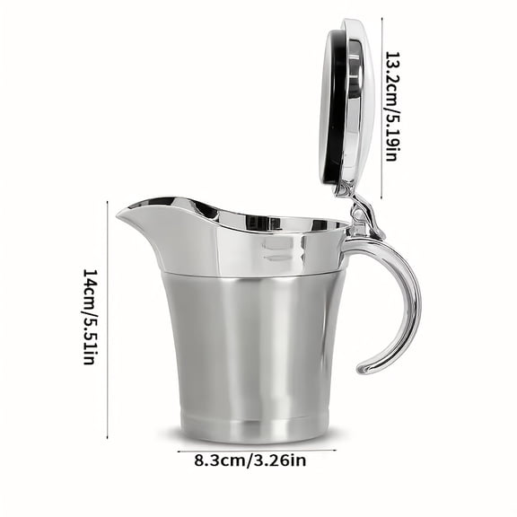 Stainless Steel Gravy Boat with Hinged Lid, Double Wall Sauce Server for Dinner