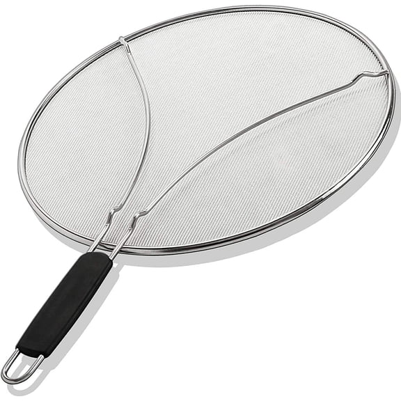 Stainless Steel Grease Splatter Guard,15-inch Fine Mesh Cover, Grease & Oil, Splatter Screen for Frying Pan, Cooking Pots, with Comfort Grip Handles