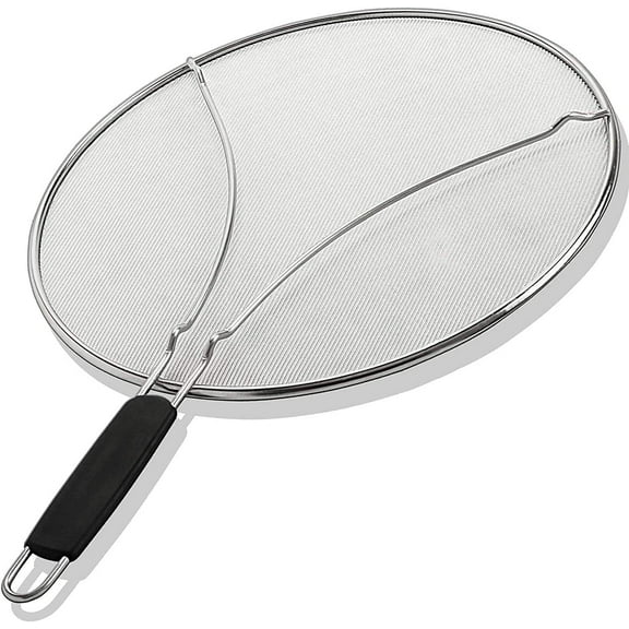 Stainless Steel Grease Splatter Guard, 9-inch Fine Mesh Cover, Grease & Oil, Splatter Screen for Frying Pan, Cooking Pots, with Comfort Grip Handles