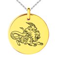 thumbnail image 1 of Stainless Steel Greek Mythology Chimera Engraved Small Medallion Circle Charm Pendant Necklace, 1 of 1