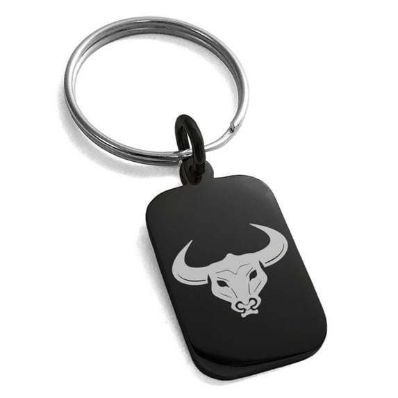 Tioneer Stainless Steel Greek Mythology Minotaur Engraved Small Rectangle Dog Tag Charm Keychain Keyring Celtic Premier