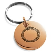 Tioneer Stainless Steel Greek Mythology Ouroboros Engraved Small Medallion Circle Charm Keychain Keyring
