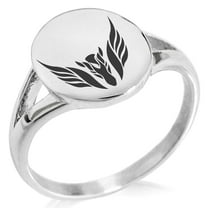 Stainless Steel Greek Mythology Pegasus Minimalist Oval Top Polished Statement Signet Ring