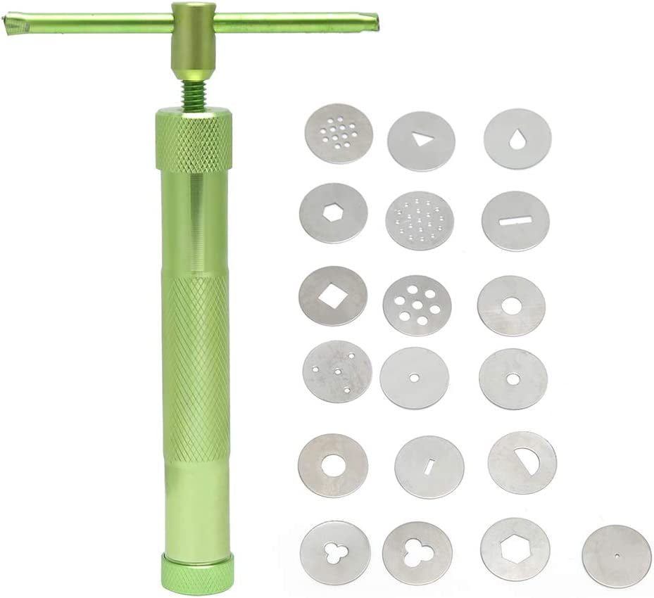 Stainless Steel Green Rotating Squeezer Mud DIY Baking Fondant Cake  Sculpture Poly Extruder Clay Tools(Green) 