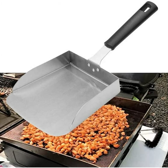 Stainless Steel Griddle Accessories: Large Flat Top Grill Spatula, Food Scraper, and Stir Fry Tool