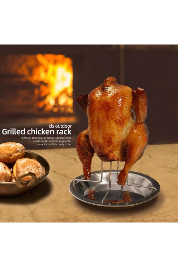 Stainless Steel Grill Beer Can Chicken Stand for Camping Family Gathering and Holiday Roast Rack Kitchen Accessories