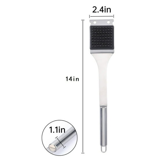 Stainless Steel Grill Brush & Scraper 2-in-1 BBQ Cleaning Tool Heavy-Duty Rustproof 42cm Large Size for Gas,Charcoal & Metal Grills