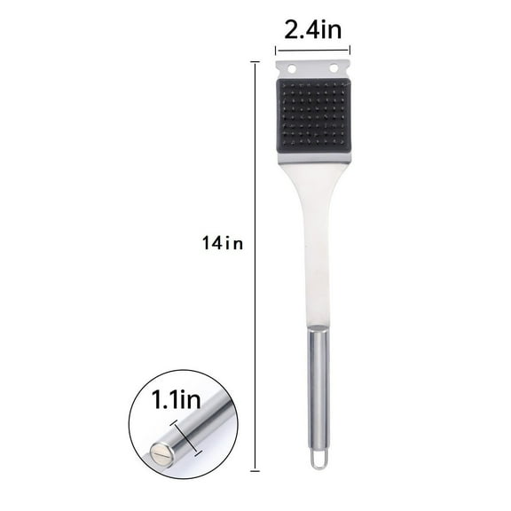 Stainless Steel Grill Brush with Scraper | BBQ Cleaning Tool for Grates & Griddles | Heavy-Duty Grill Scrubber for Charcoal and Electric Grills | Deep Cleaning Brush for Outdoor Cooking