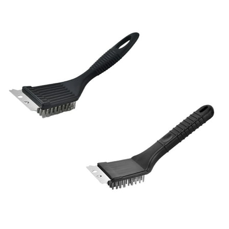 Stainless Steel Grill Brush with Scraper - Heavy Duty BBQ Cleaner for Grill Grates - Safe & Durable Wire Bristles Remove Burnt-On Food - Essential Grill Accessories for Outdoor Cooking