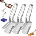thumbnail image 1 of Stainless Steel Grill Clamp Spatula, Double-Sided 10 Inch Anti-Scald Extended Handle Tool for Grilling & Frying, Oil Drain Slots, 1 of 7