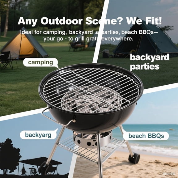 Stainless Steel Grill Grate Round Stainless Steel Bbq Grill Grate, for Cooking and Baking, Even Heat Distribution, Mirror Polished Easy Clean, for Camping, Picnic, Garden Parties Bbq Grate