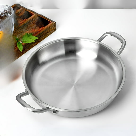 Stainless Steel Grill Pan with Handle - Non-Stick, Induction & Gas Compatible - Perfect for Steak, Pizza & More - Easy to Clean