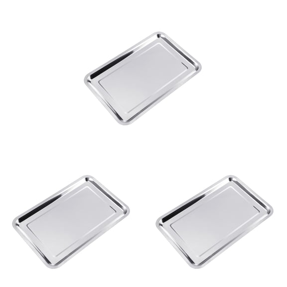 Stainless Steel Grill Plate, Metal Barbecue Serving Tray for Cooked Food, Rustproof Reusable Dish for Grilled Meat Chicken and Veggies, Lightweight Camping Plate for Outdoor BBQ and Backyard Parties
