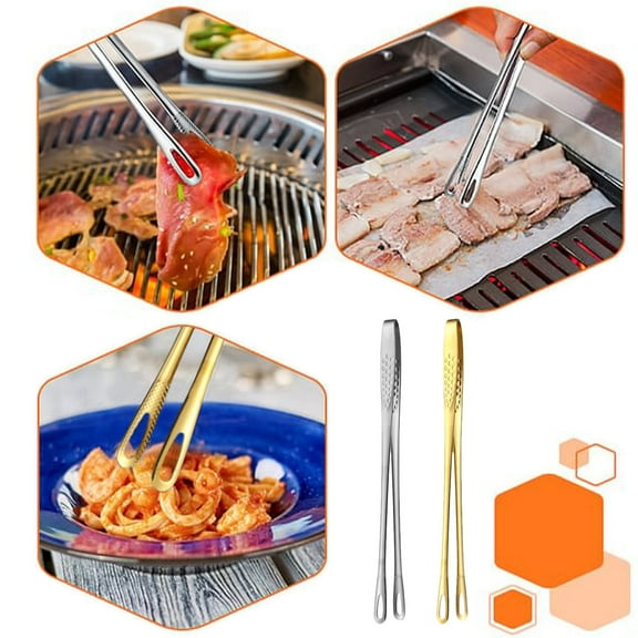Stainless Steel Grill Pliers 10 Inch Korean Japanese Barbecue Tongs Kitchen Cooking UtensilforTools/Office Supplies(Multicolor),Ccwuwei