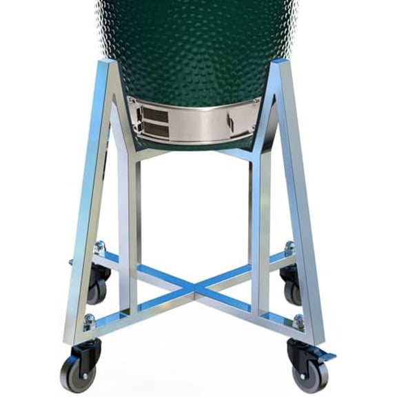 Stainless Steel Grill Stand for Medium Big Green Egg Accessories, BGE Nest with Heavy Duty 3 inch PU Slient Wheels, Grill Cart Stand Compatible with Big Green Egg Kamado Smoker BBQ Outdoor (Medium)