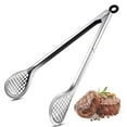 thumbnail image 1 of Stainless Steel Grill Tongs 12 Inch - Locking Kitchen Tongs for BBQ, Frying, Serving with Oil Drain Holes, Dishwasher Safe, Heavy Duty Cooking Utensils Clearance, 1 of 9