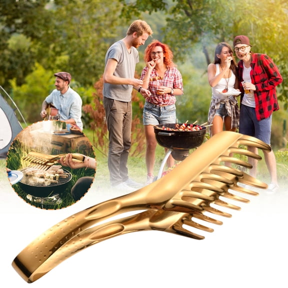 Stainless Steel Grill Tongs Heavy Duty BBQ Food Tongs, Locking Clip Heat Resistant Non Slip Handle, Kitchen Cooking Serving Tong Tool For Steak Bread Salad Outdoor Barbecue Accessories